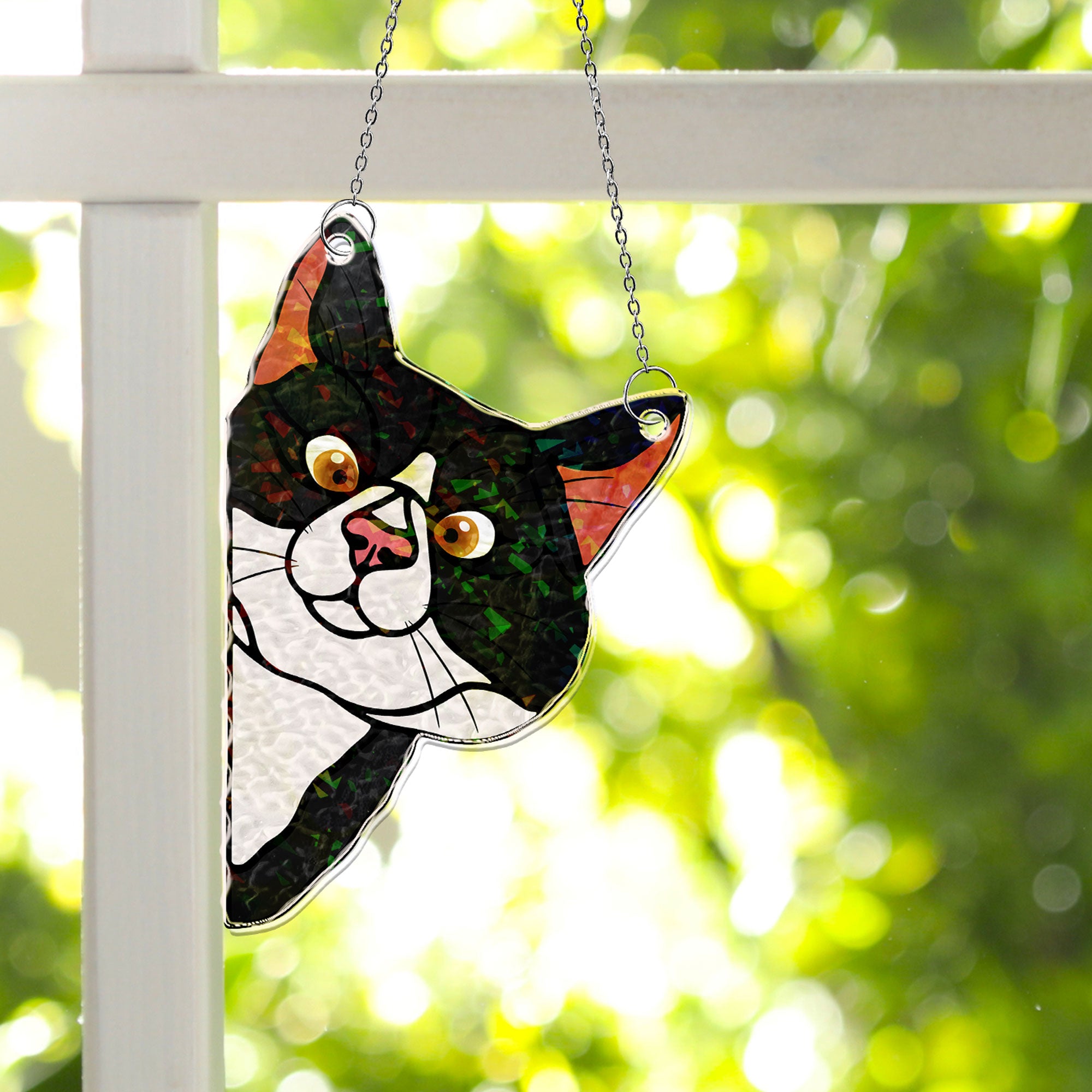 Peeking Cat - Personalized Window Corner Suncatcher Window Corner Suncatcher HeartfulPaws