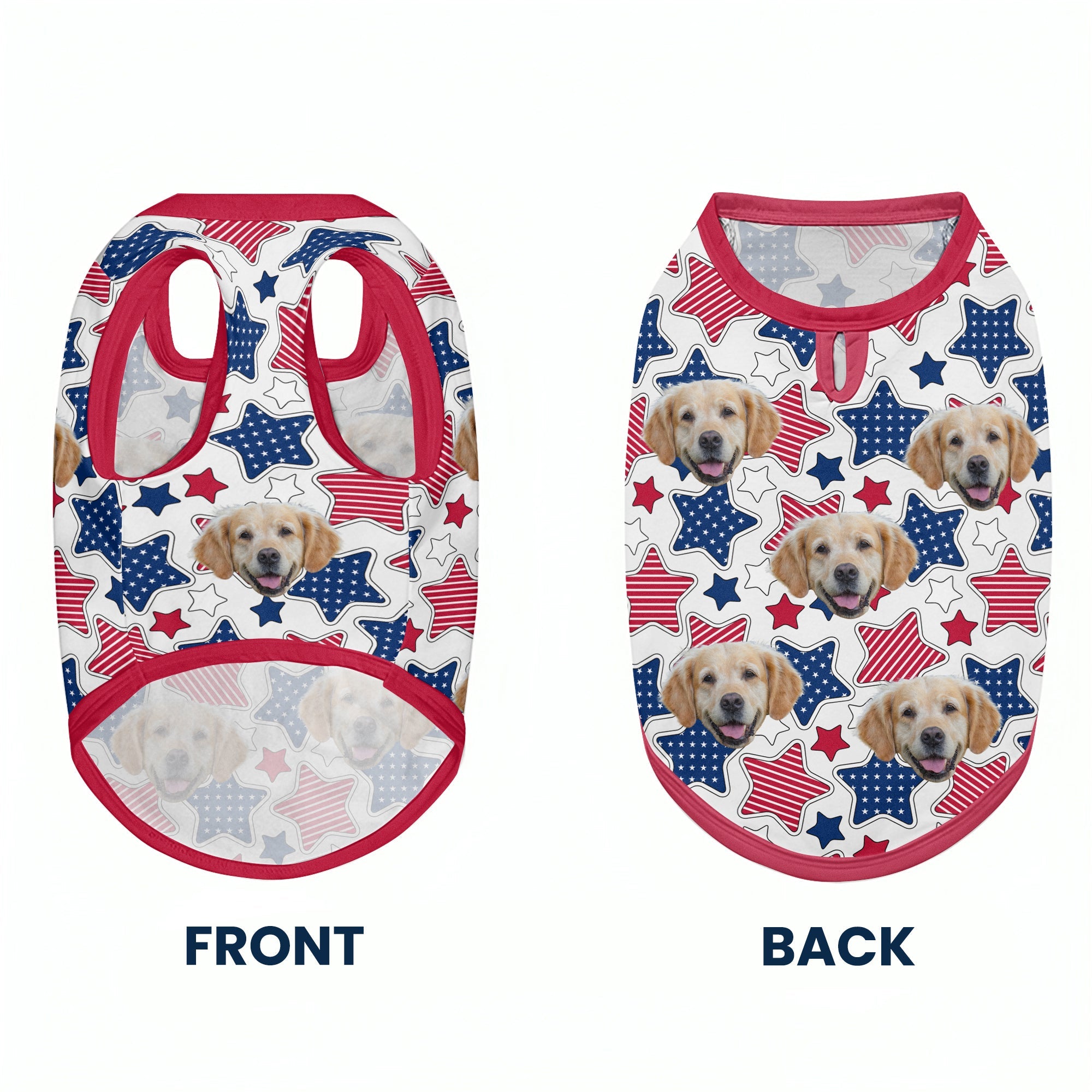 Funny Face Patriotic Star - Personalized Photo Dog Shirt Pet Shirt_2025 HeartfulPaws