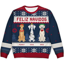 Load image into Gallery viewer, Feliz Navidog Merry Woofmas Funny Cartoon Dogs - Christmas Gift For Dog Lovers - Personalized Unisex Ugly Sweater Ugly Sweater HeartfulPaws
