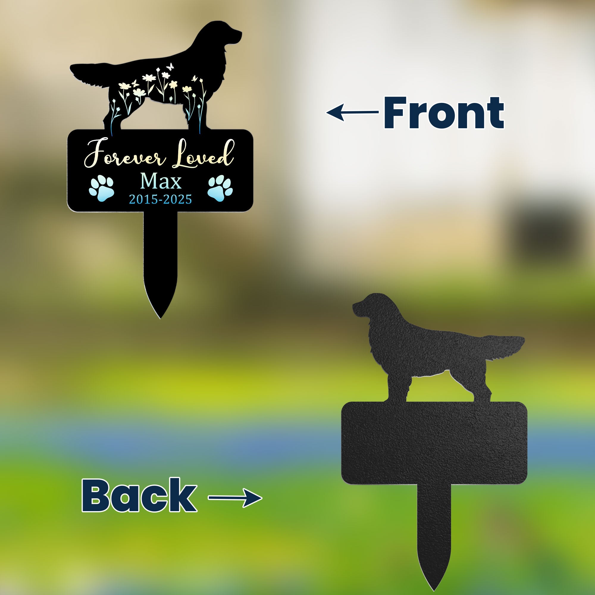 Dog Loss Forever Loved - Personalized Metal Garden Stake Printed Metal Garden Stake HeartfulPaws