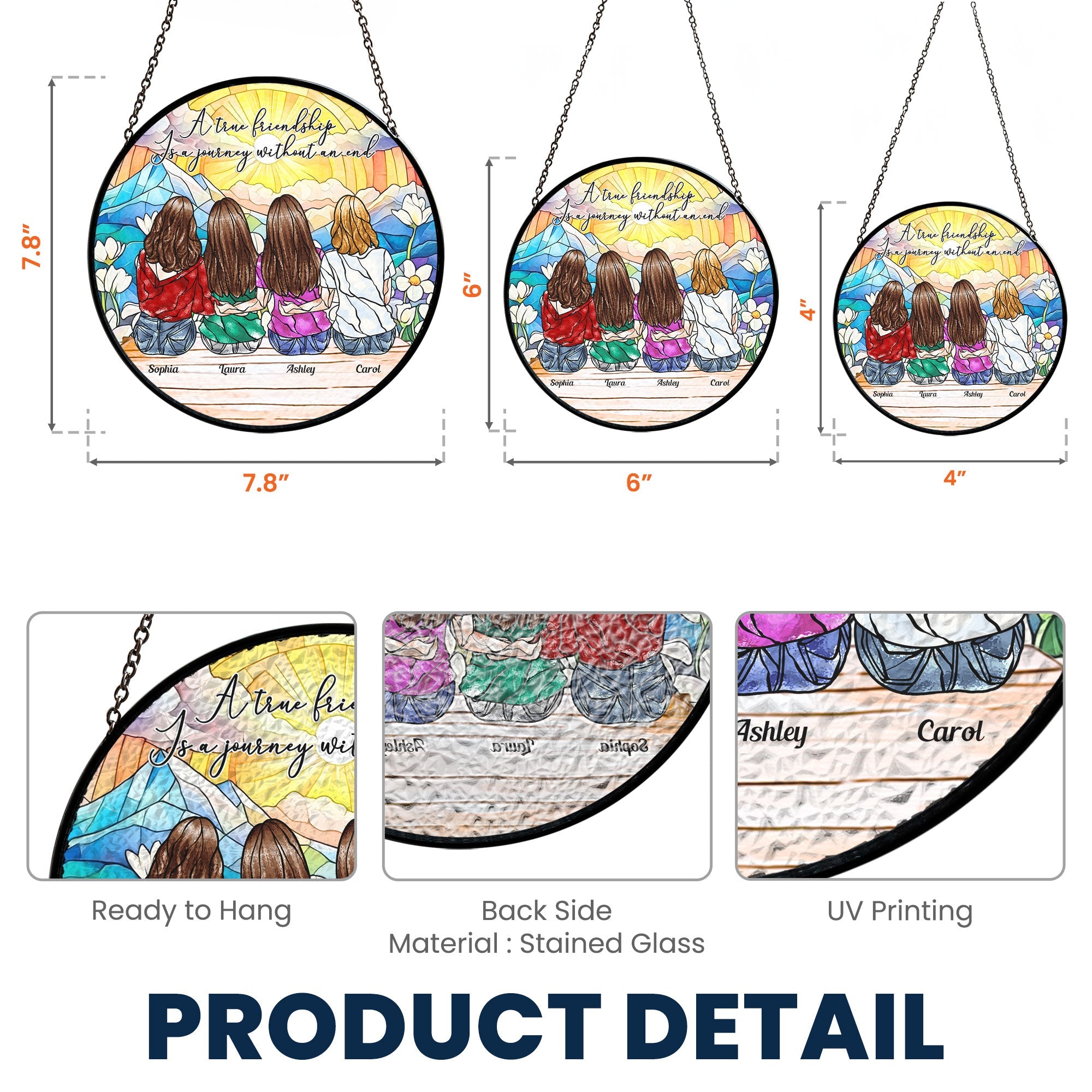 True Friendship Is A Journey Without An End - Personalized Stained Glass Window Hanging Suncatcher Stained Glass Window Hanging Suncatcher HeartfulPaws