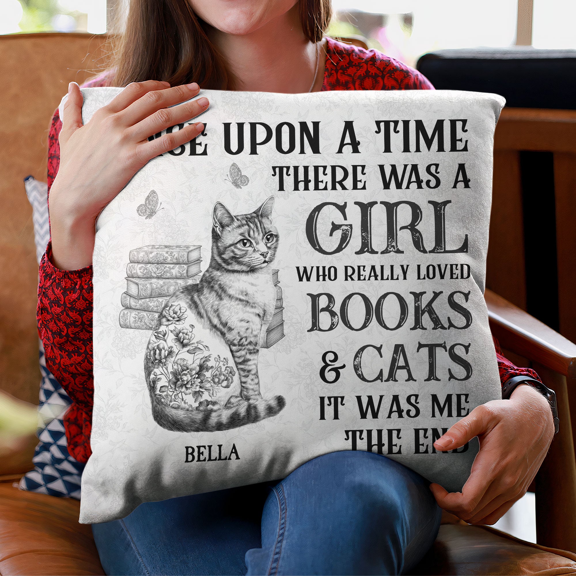 Books & Cats - Cat Toile De Jouy Style - Personalized Pillow (Insert Included) Pillow HeartfulPaws