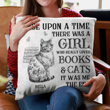 Load image into Gallery viewer, Books &amp; Cats - Cat Toile De Jouy Style - Personalized Pillow (Insert Included) Pillow HeartfulPaws
