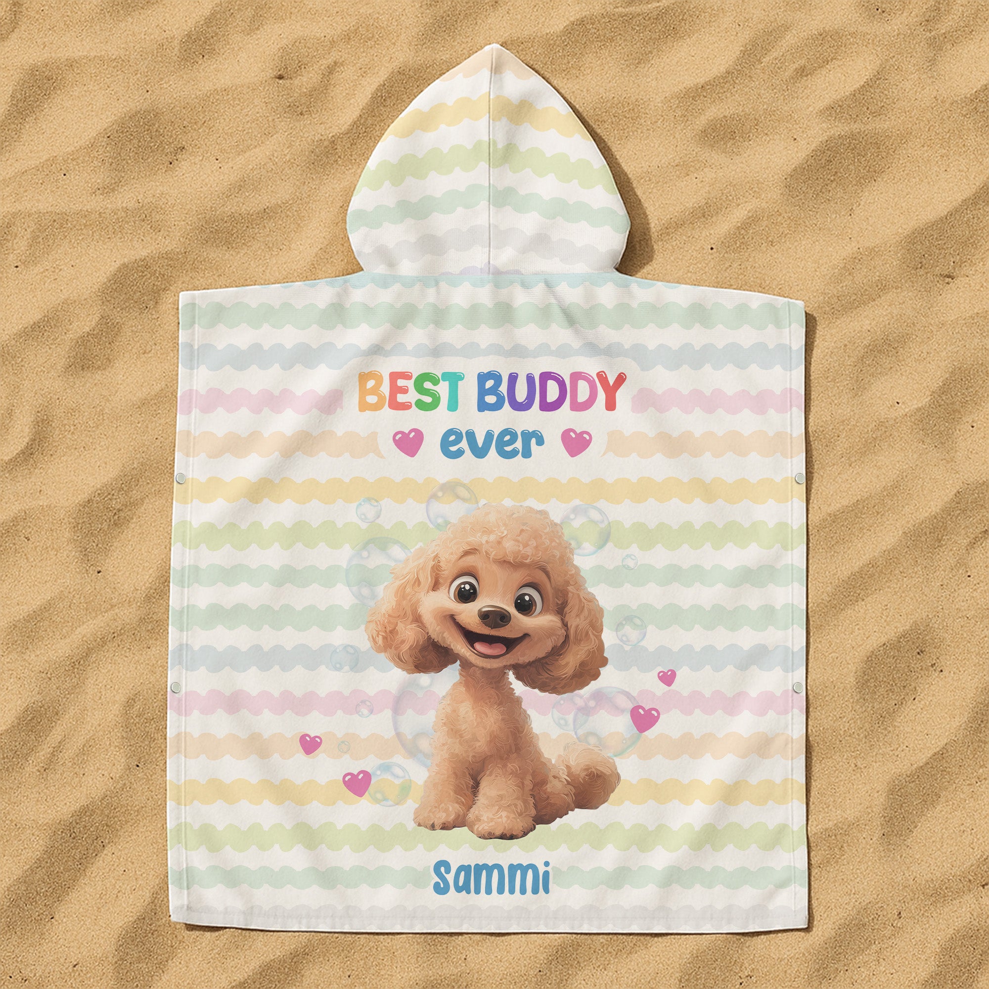 Best Buddy Ever - Personalized Kids Hooded Towel Kids Hooded Towel HeartfulPaws