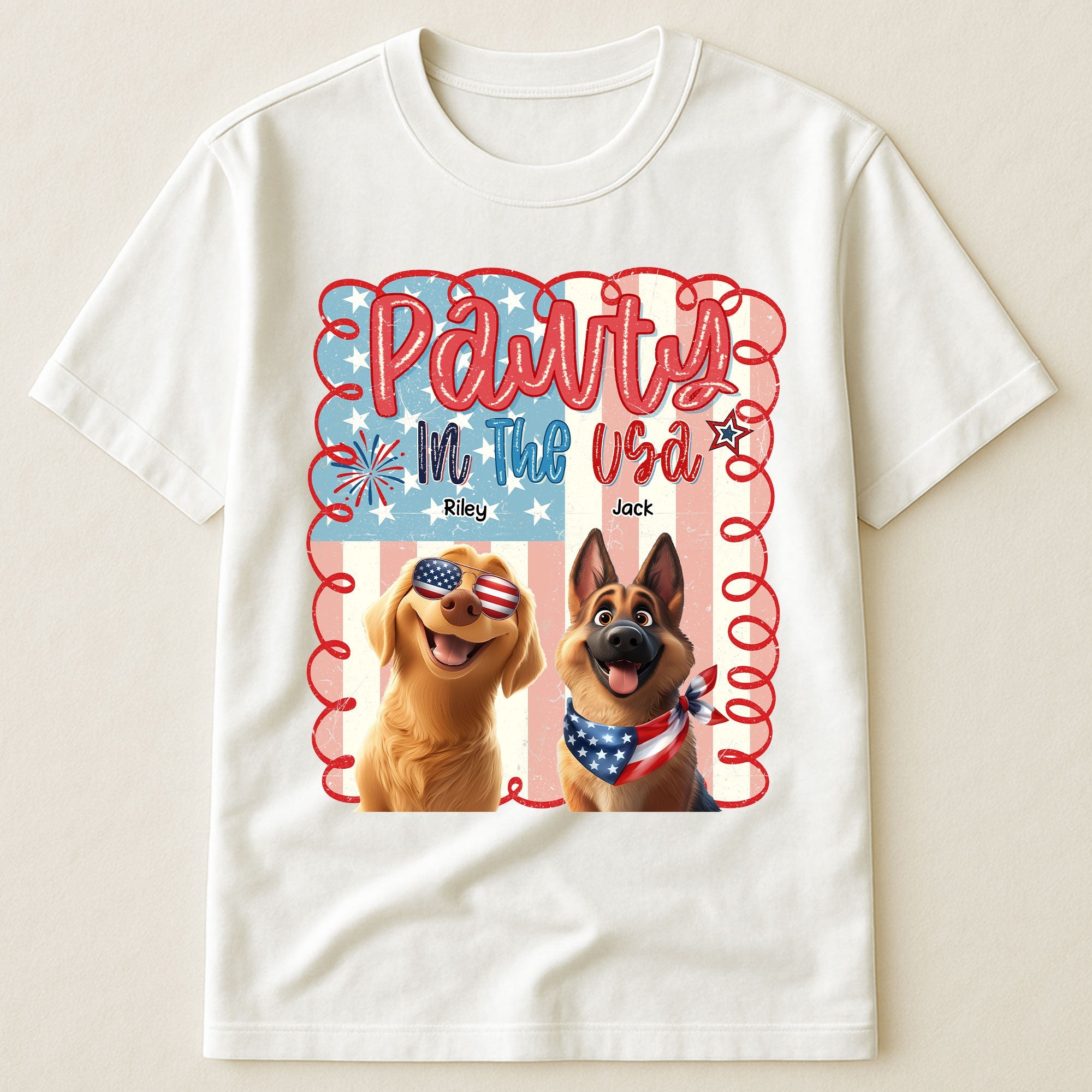 Pawty In The Usa - Personalized Shirt Shirt HeartfulPaws