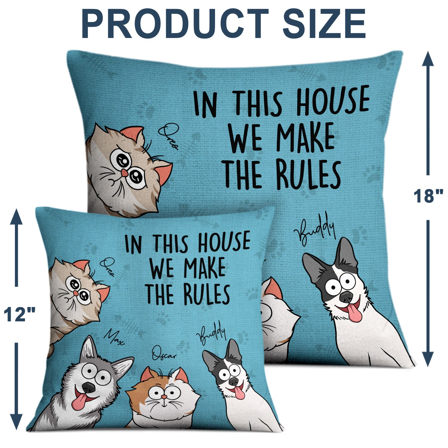We Rule The House Dog Cat Version - Home Decor, Birthday, Funny, Housewarming Gift For Pet Lovers, Dog Lovers, Cat Lovers - Personalized Pillow Pillow HeartfulPaws