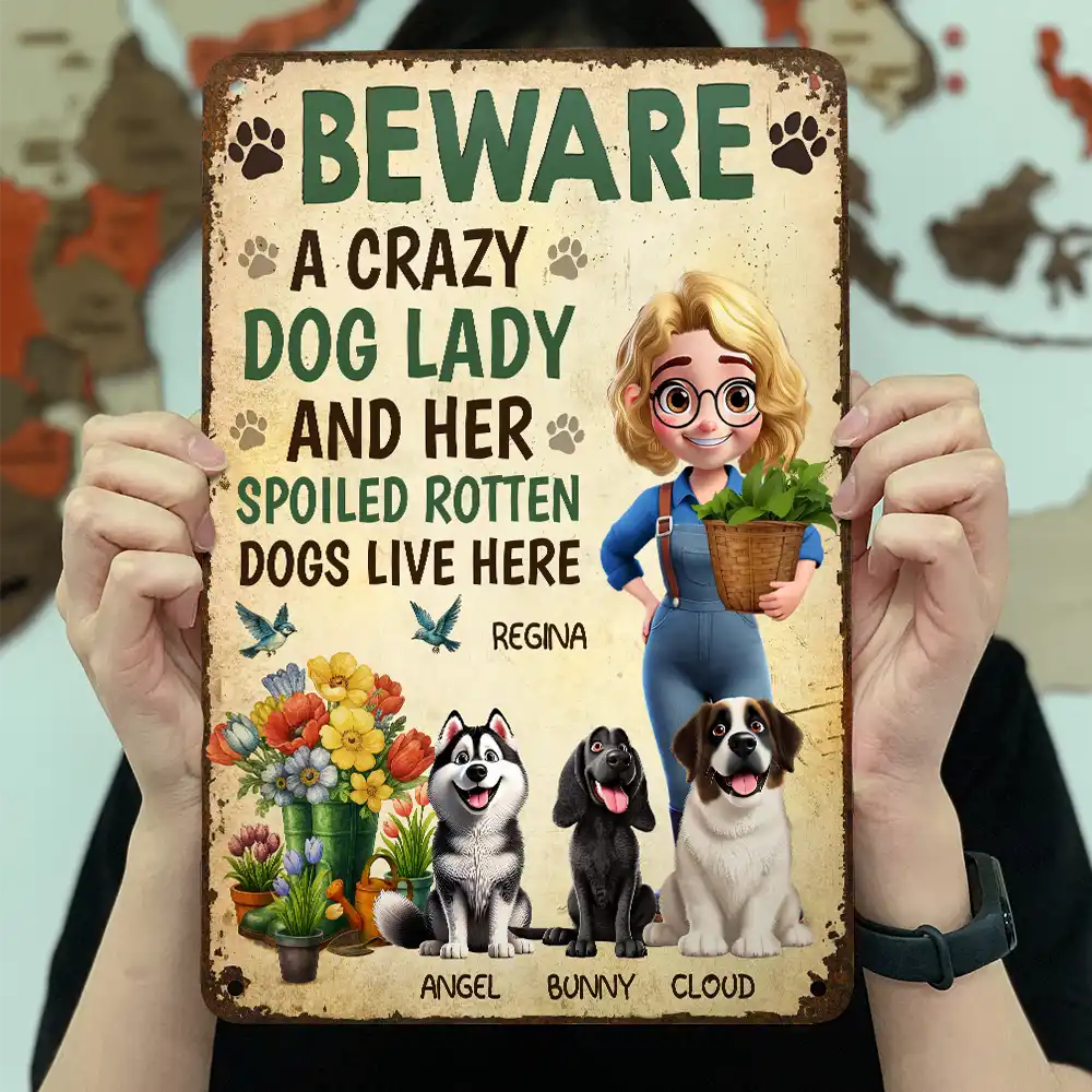 A Crazy Dog Lady And Her Dogs Live Here - Personalized Classic Metal Signs Metal Sign HeartfulPaws