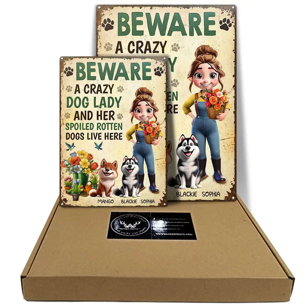 A Crazy Dog Lady And Her Dogs Live Here - Personalized Classic Metal Signs Metal Sign HeartfulPaws