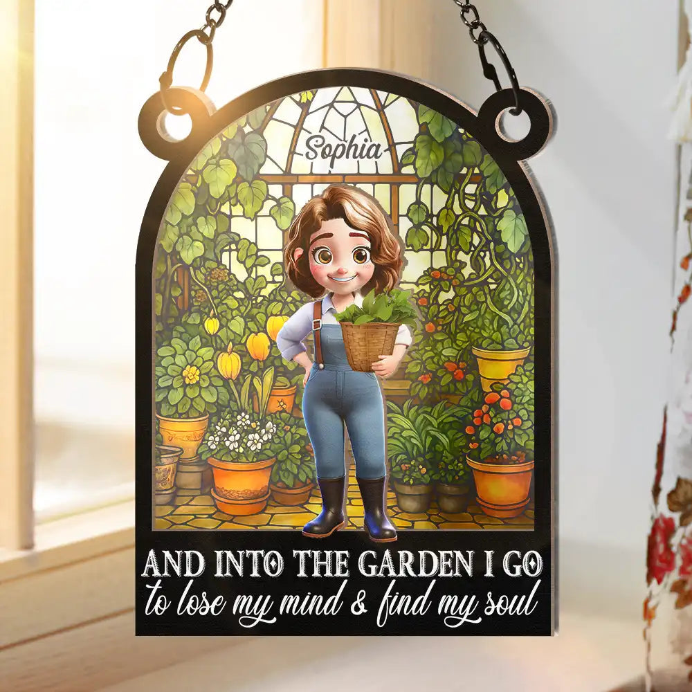 And Into The Garden I Go Gardening - Personalized Window Hanging Suncatcher Ornament Window Hanging Suncatcher HeartfulPaws