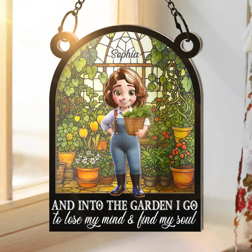 And Into The Garden I Go Gardening - Personalized Window Hanging Suncatcher Ornament Window Hanging Suncatcher HeartfulPaws