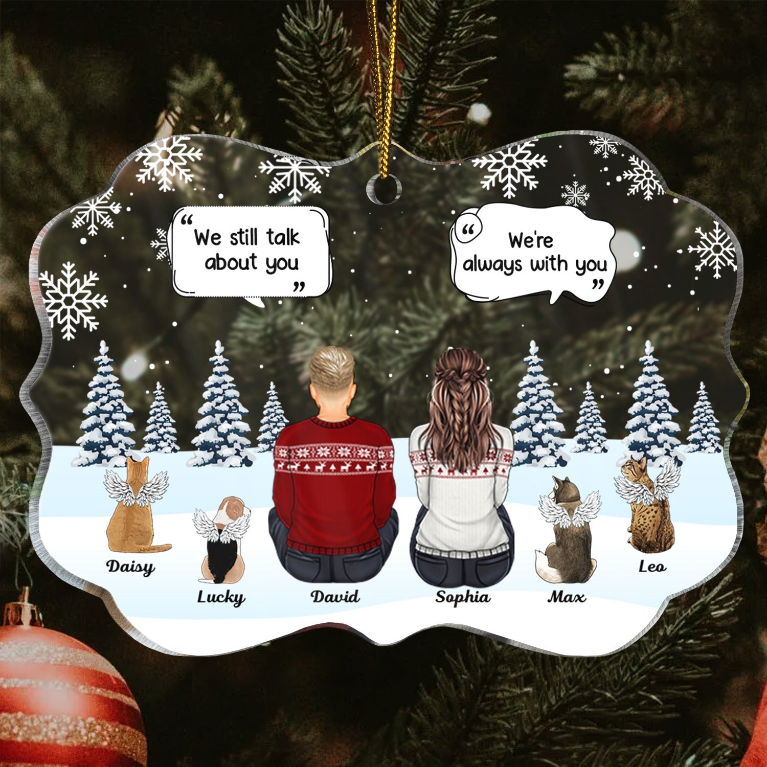 I Miss You - Christmas Memorial Gift For Pet Lovers, Dog Mom, Dog Dad, Cat Mom, Cat Dad - Personalized Medallion Acrylic Ornament Acrylic Ornament HeartfulPaws