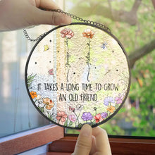 Load image into Gallery viewer, Grow An Old Friend Birth Flower - Personalized Stained Glass Window Hanging Suncatcher Stained Glass Suncatcher HeartfulPaws
