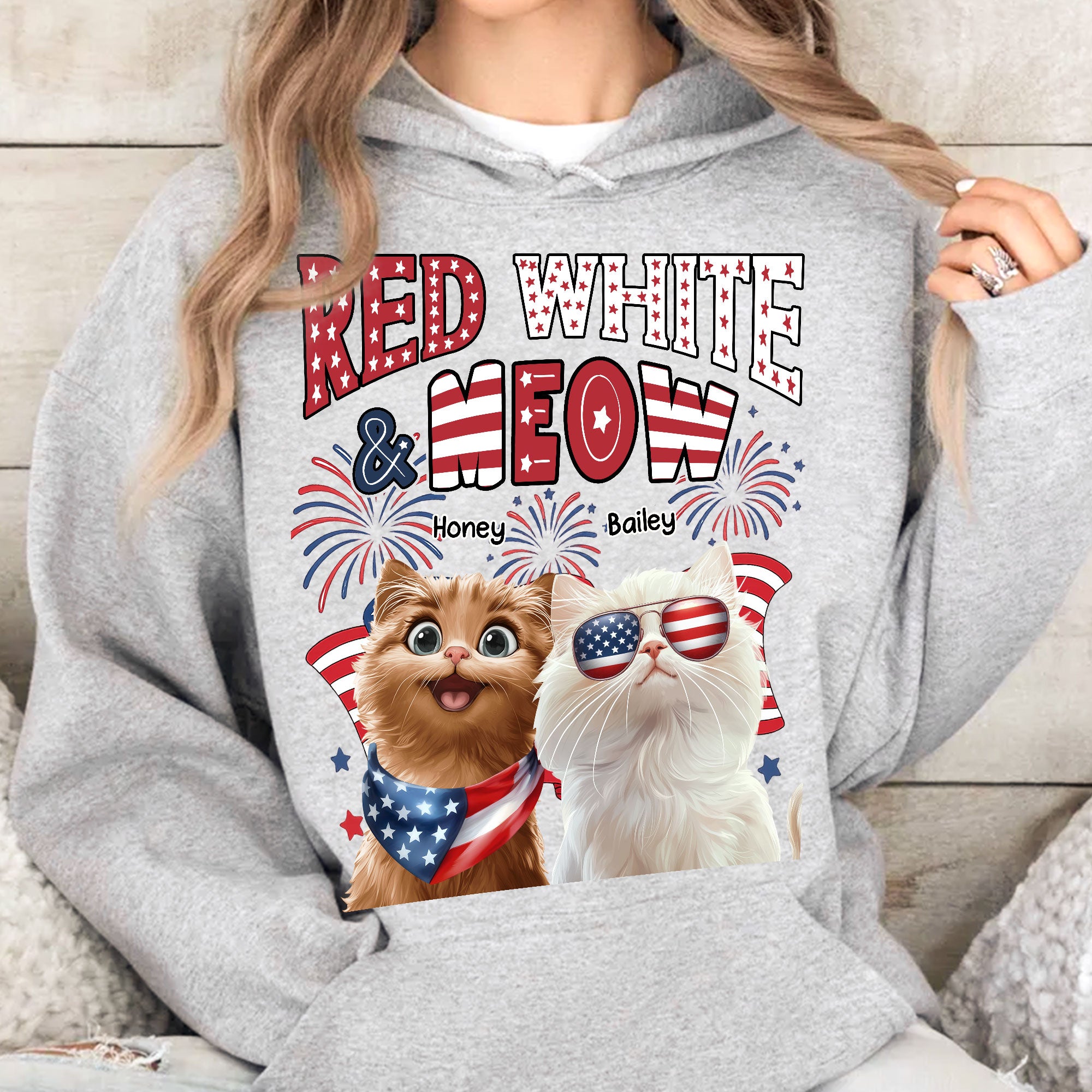 Red White Meow - Personalized Shirt Shirt HeartfulPaws
