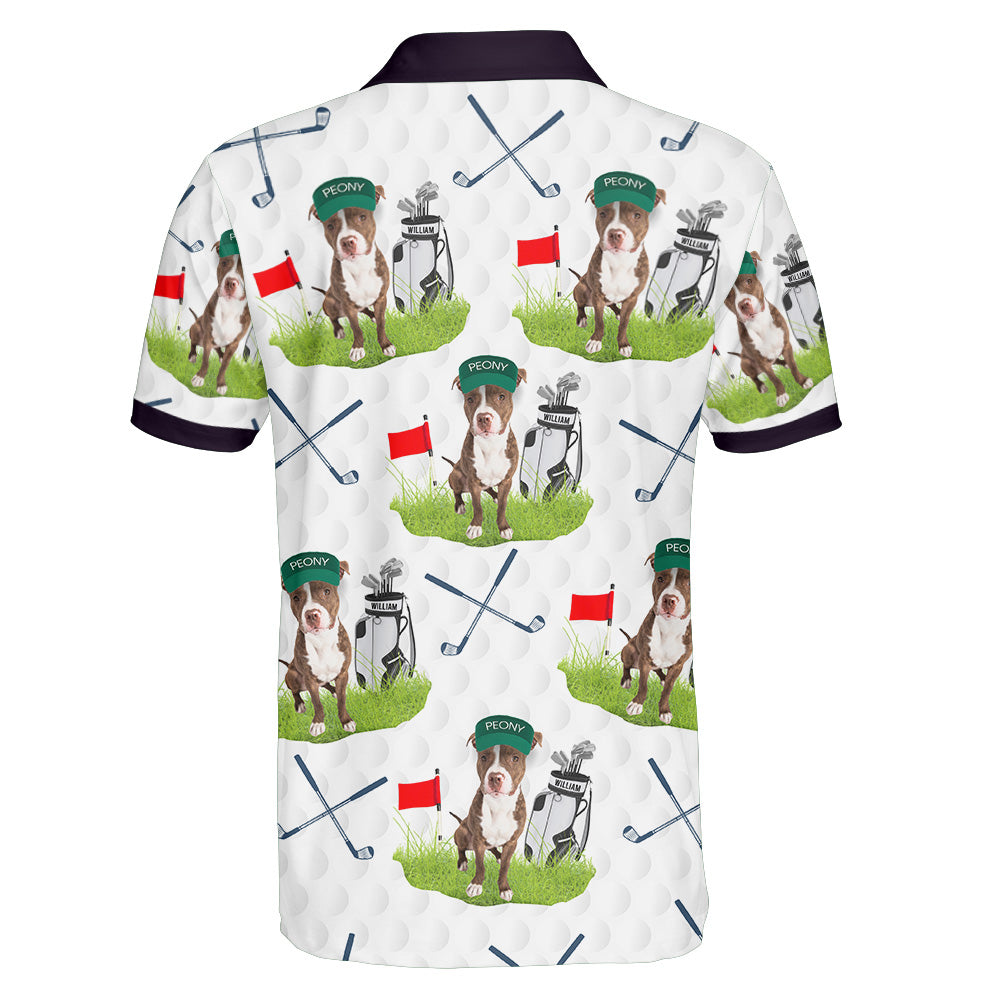 Golf & Dog Lovers - Favorite Caddy Dog Dad Gifts - Personalized Photo Polo Shirt Polo Shirt HeartfulPaws
