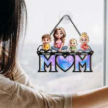 Load image into Gallery viewer, Young Mother Daughter Son We Love You Mom 3D Cartoon - Personalized Window Hanging Suncatcher Ornament Window Hanging Suncatcher HeartfulPaws
