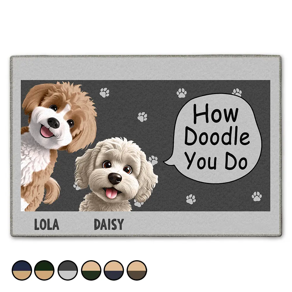 How Doodle You Do - Personalized Doormat Doormat HeartfulPaws