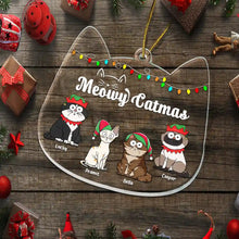 Load image into Gallery viewer, Meowy Catmas Funny Cartoon Cats - Christmas Gift For Cat Lovers - Personalized Custom Shaped Acrylic Ornament Acrylic Ornament HeartfulPaws
