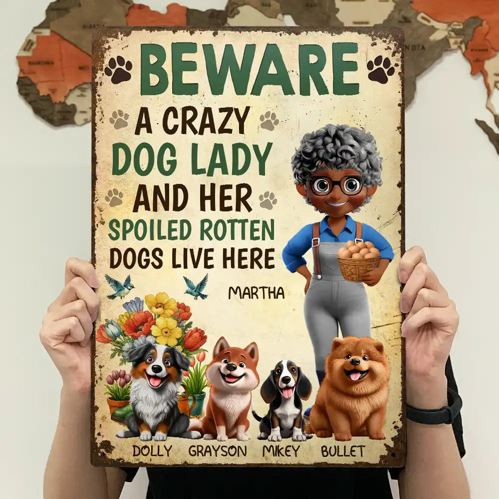 A Crazy Dog Lady And Her Dogs Live Here - Personalized Classic Metal Signs Metal Sign HeartfulPaws