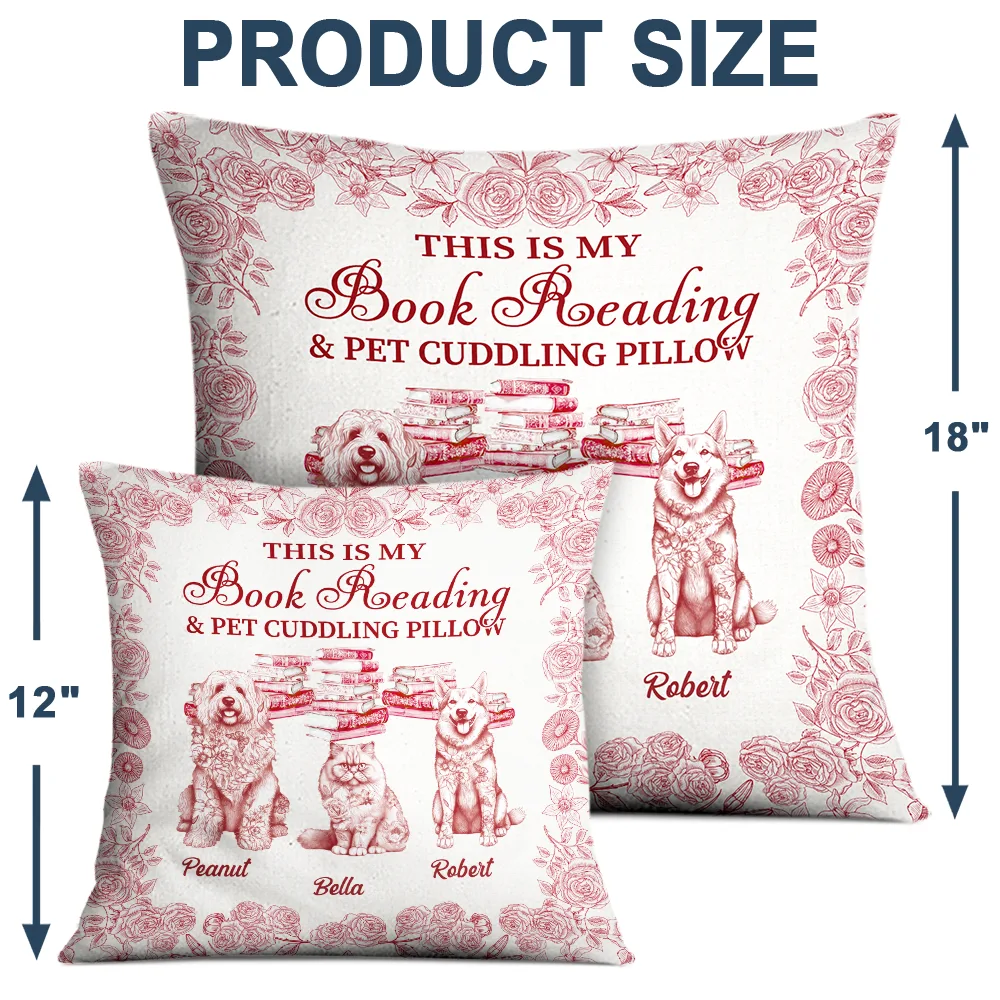Just A Girl Who Loves Books & Pets Toile De Jouy Pattern - Personalized Pillow Pillow HeartfulPaws