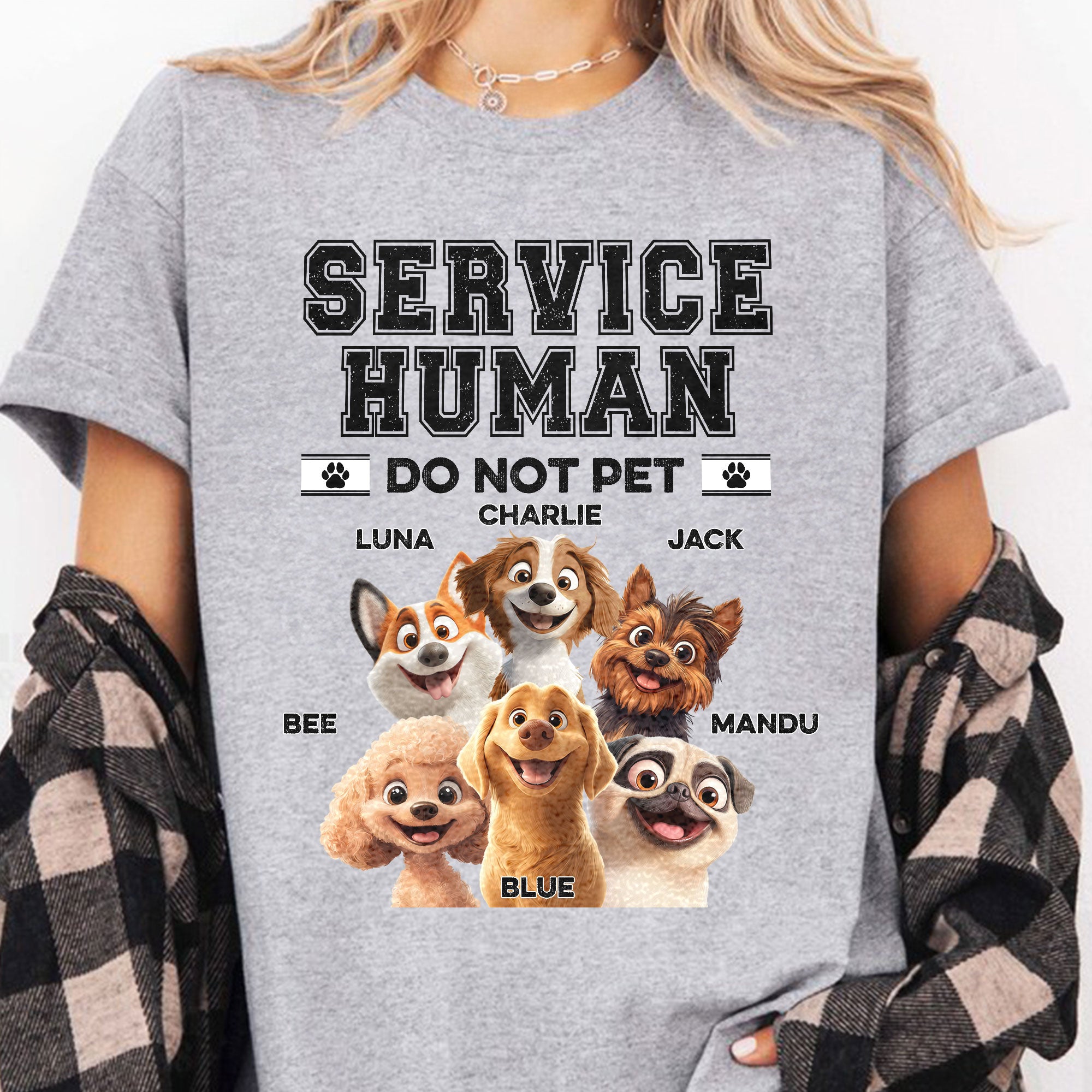 Service Human Do Not Pet Funny - Personalized Shirt Shirt HeartfulPaws