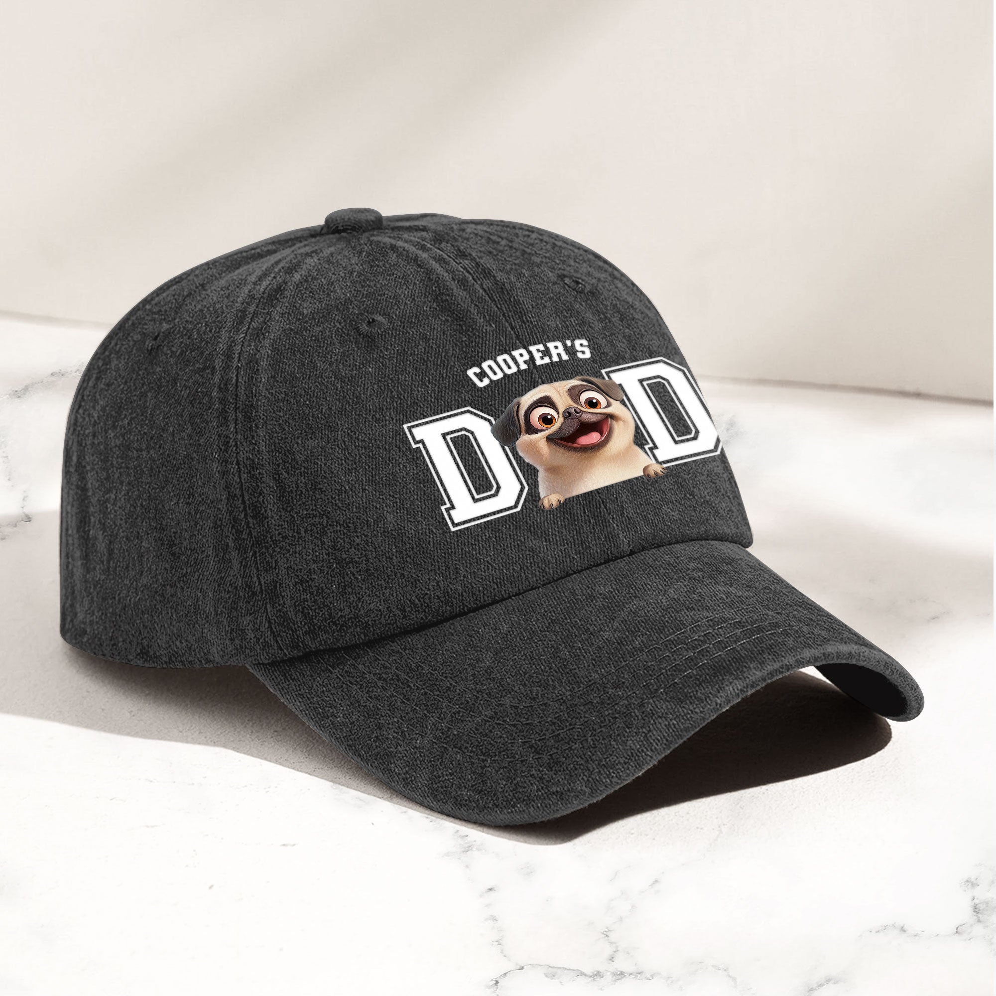 Dog Dad Dog Mom - Personalized Distressed Denim Cap Distressed Denim Cap HeartfulPaws
