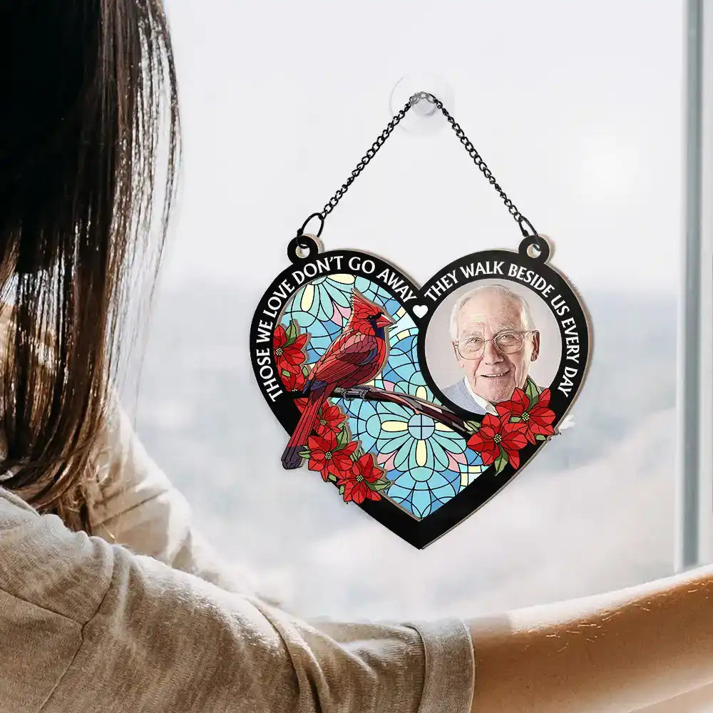 Custom Photo I'm Always With You Memorial Heart - Personalized Window Hanging Suncatcher Ornament Window Hanging Suncatcher HeartfulPaws