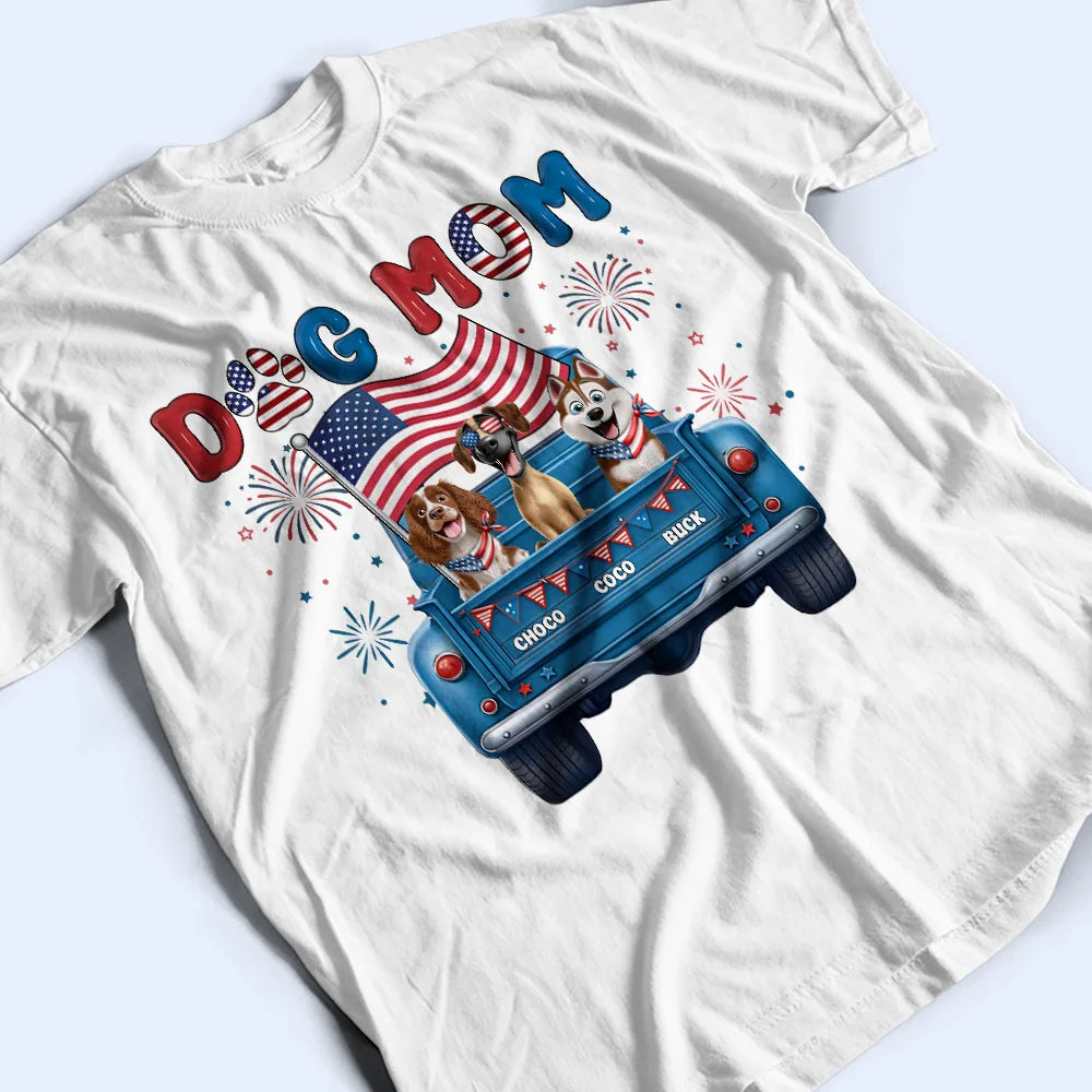 Stars & Stripes Dog Mom Dog Dad - Personalized T Shirt T-shirt HeartfulPaws