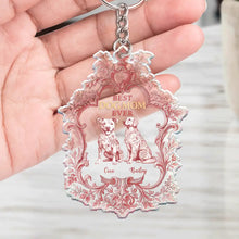 Load image into Gallery viewer, Toile De Jouy Dog Mom - Personalized Acrylic Keychain Acrylic Keychain HeartfulPaws
