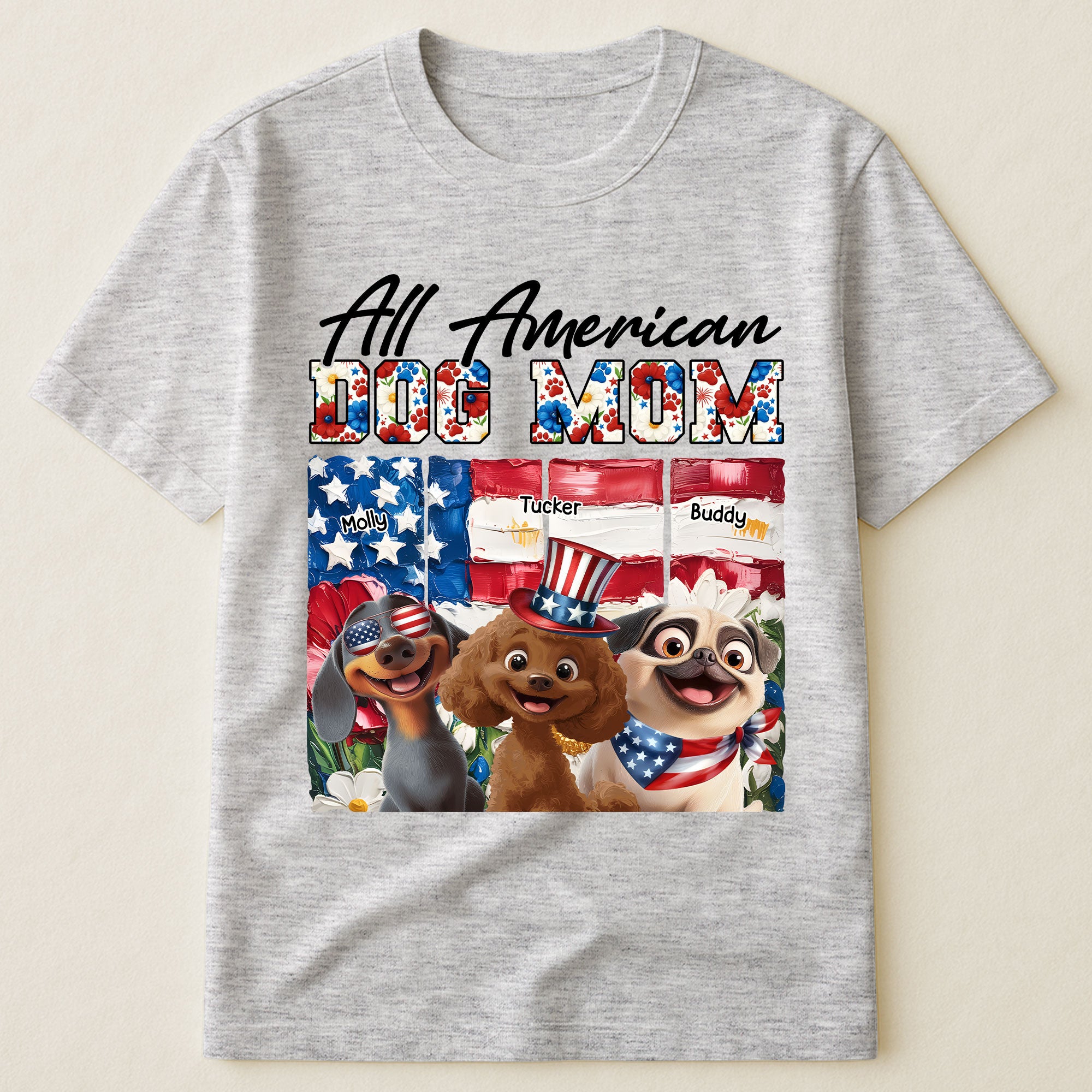All American Dog Mom- Personalized Shirt Shirt HeartfulPaws