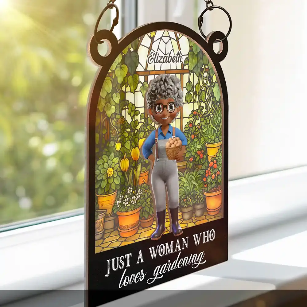 And Into The Garden I Go Gardening - Personalized Window Hanging Suncatcher Ornament Window Hanging Suncatcher HeartfulPaws