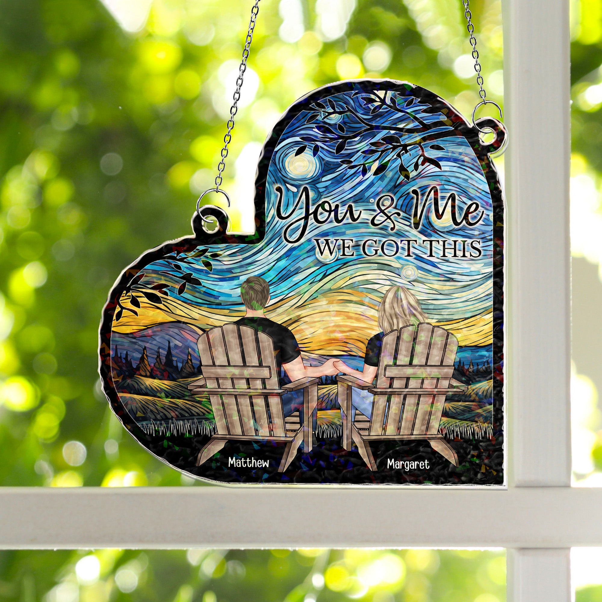 You & Me We Got This Couple Gift Anniversary Gift - Personalized Window Corner Suncatcher Window Corner Suncatcher HeartfulPaws