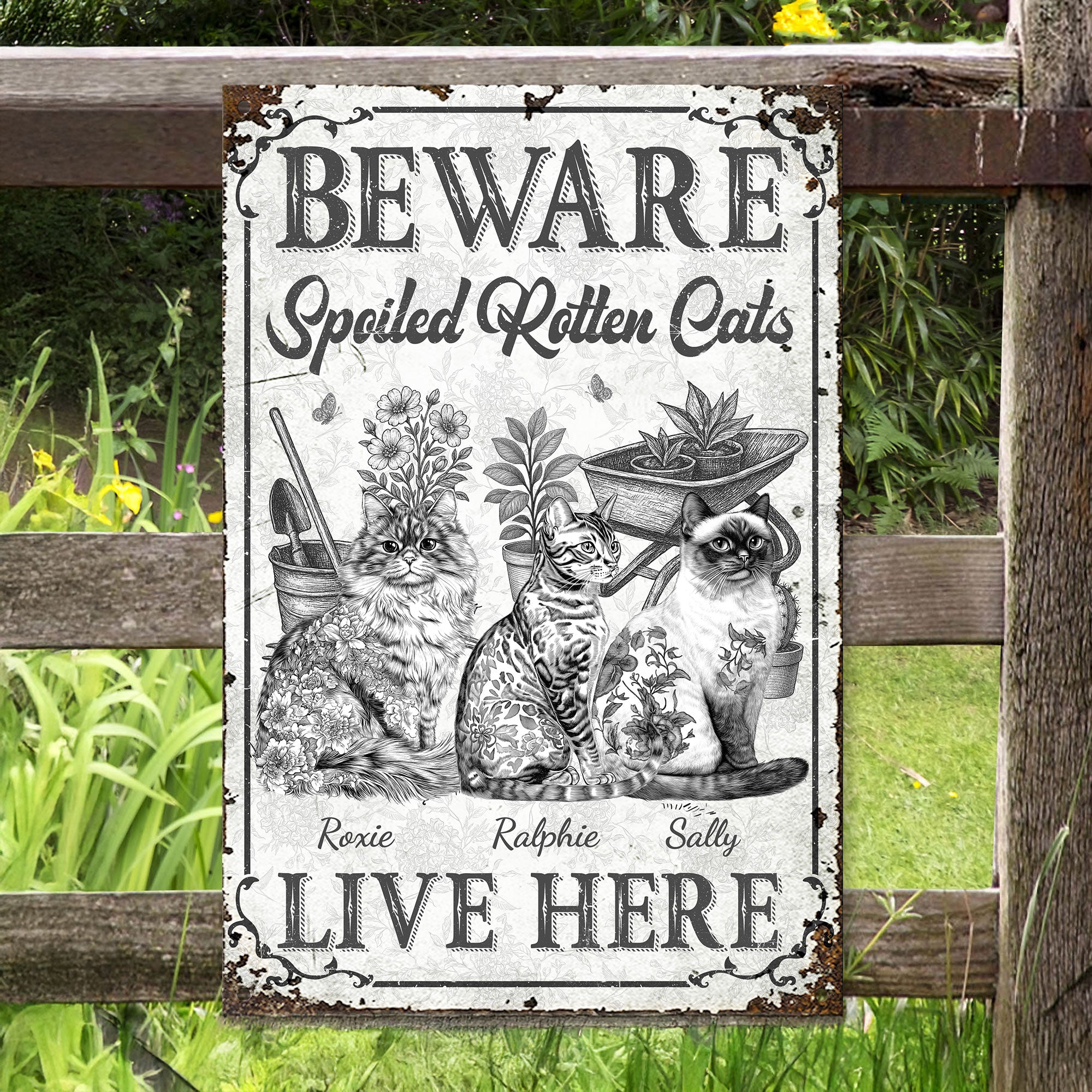 Spoiled Rotten Cats - Personalized Metal Sign Metal Sign HeartfulPaws