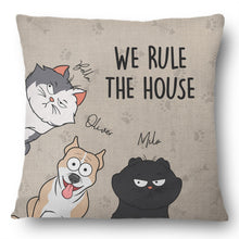 Load image into Gallery viewer, We Rule The House Dog Cat Version - Home Decor, Birthday, Funny, Housewarming Gift For Pet Lovers, Dog Lovers, Cat Lovers - Personalized Pillow Pillow HeartfulPaws
