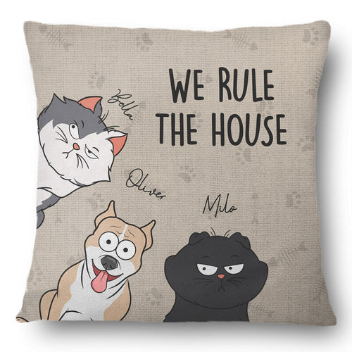 We Rule The House Dog Cat Version - Home Decor, Birthday, Funny, Housewarming Gift For Pet Lovers, Dog Lovers, Cat Lovers - Personalized Pillow Pillow HeartfulPaws