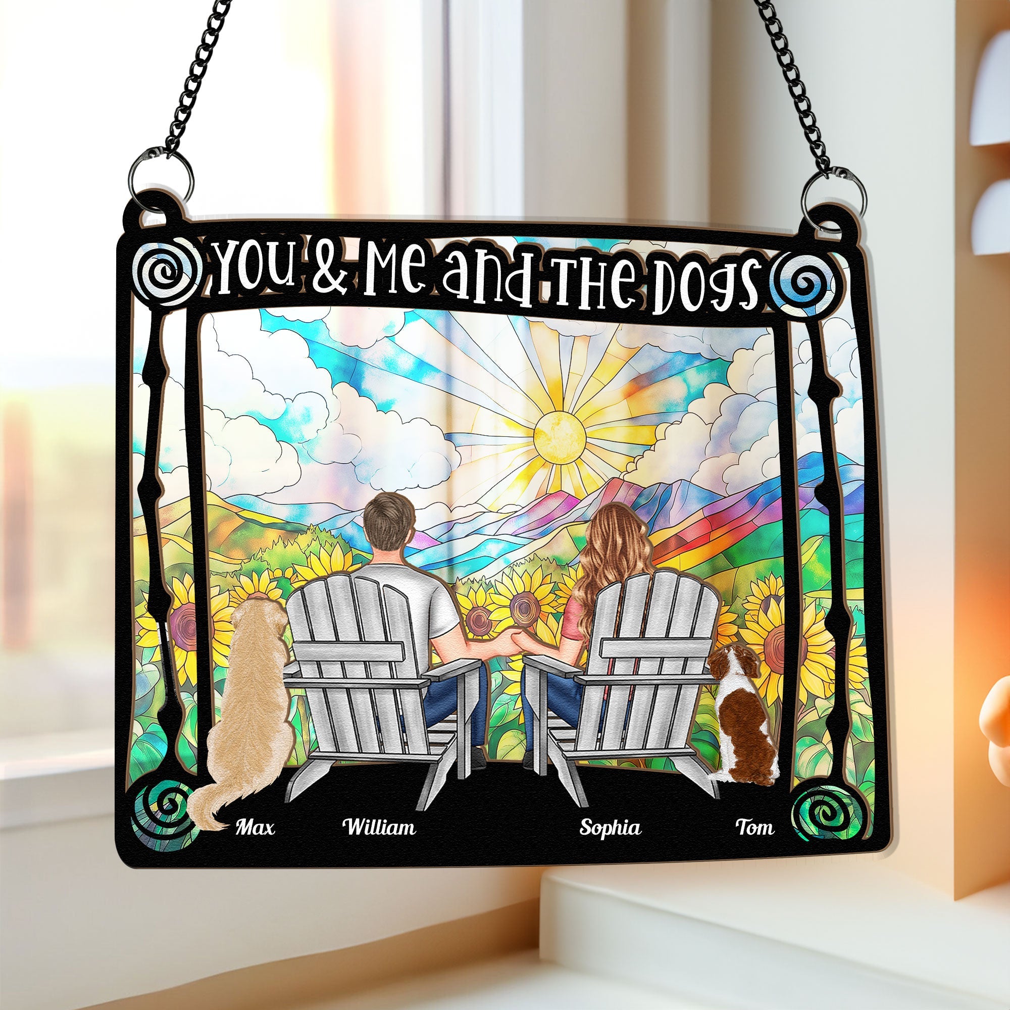New Version You, Me & The Dogs - Personalized Window Hanging Suncatcher Ornament Window Hanging Suncatcher Ornament HeartfulPaws
