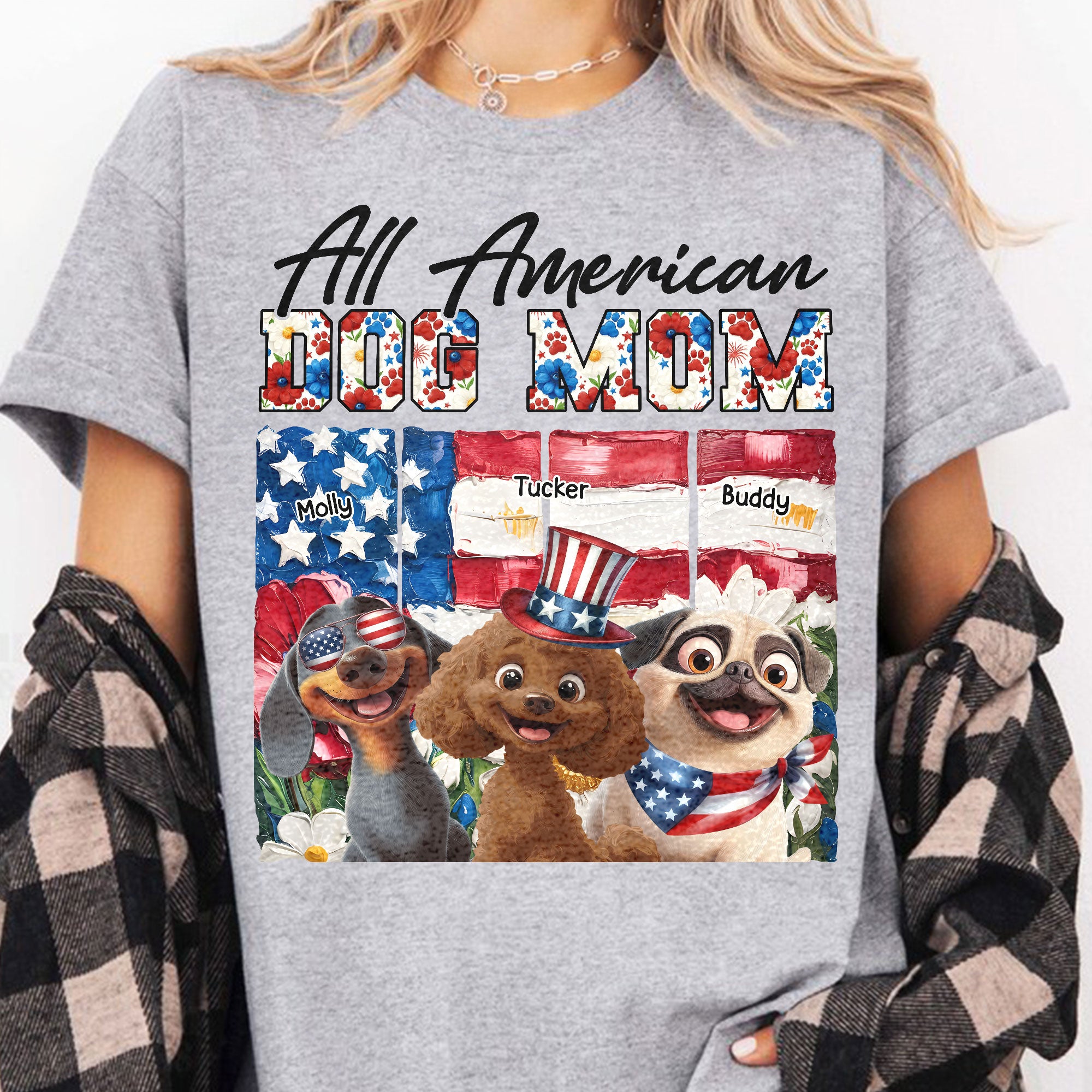 All American Dog Mom- Personalized Shirt Shirt HeartfulPaws
