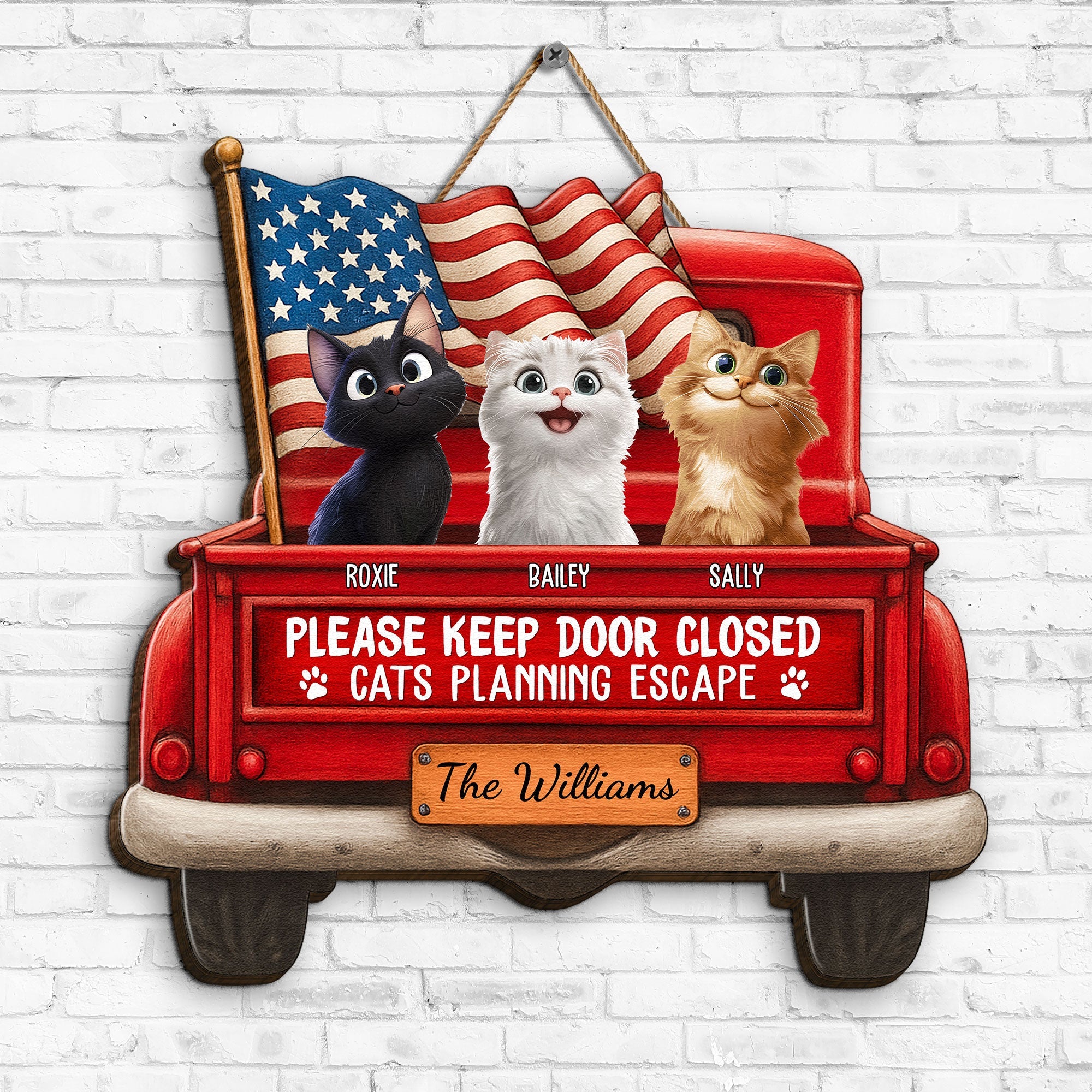 Cats Planning Escape - New Style - Personalized Wood Sign Custom Shaped Wood Sign HeartfulPaws