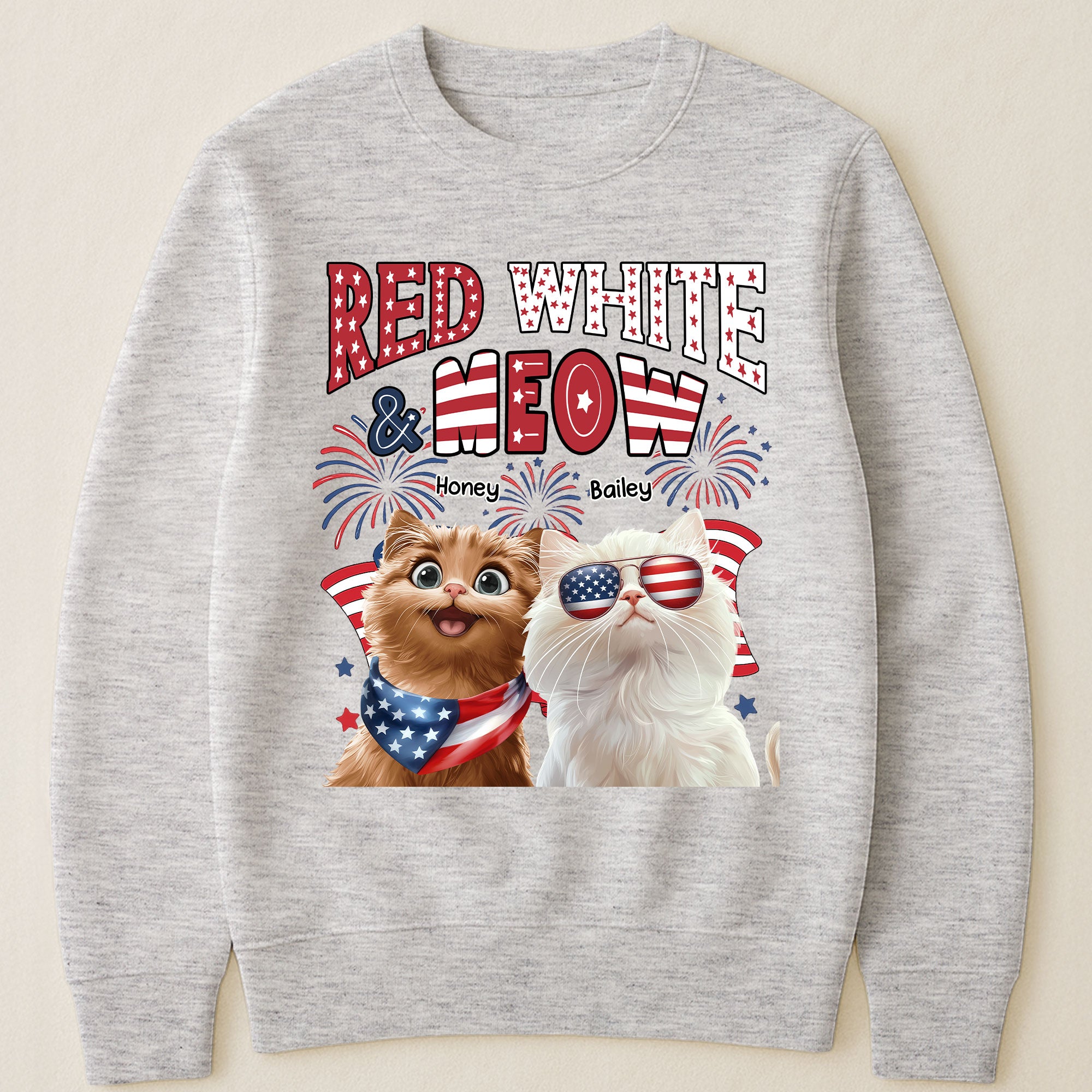 Red White Meow - Personalized Shirt Shirt HeartfulPaws