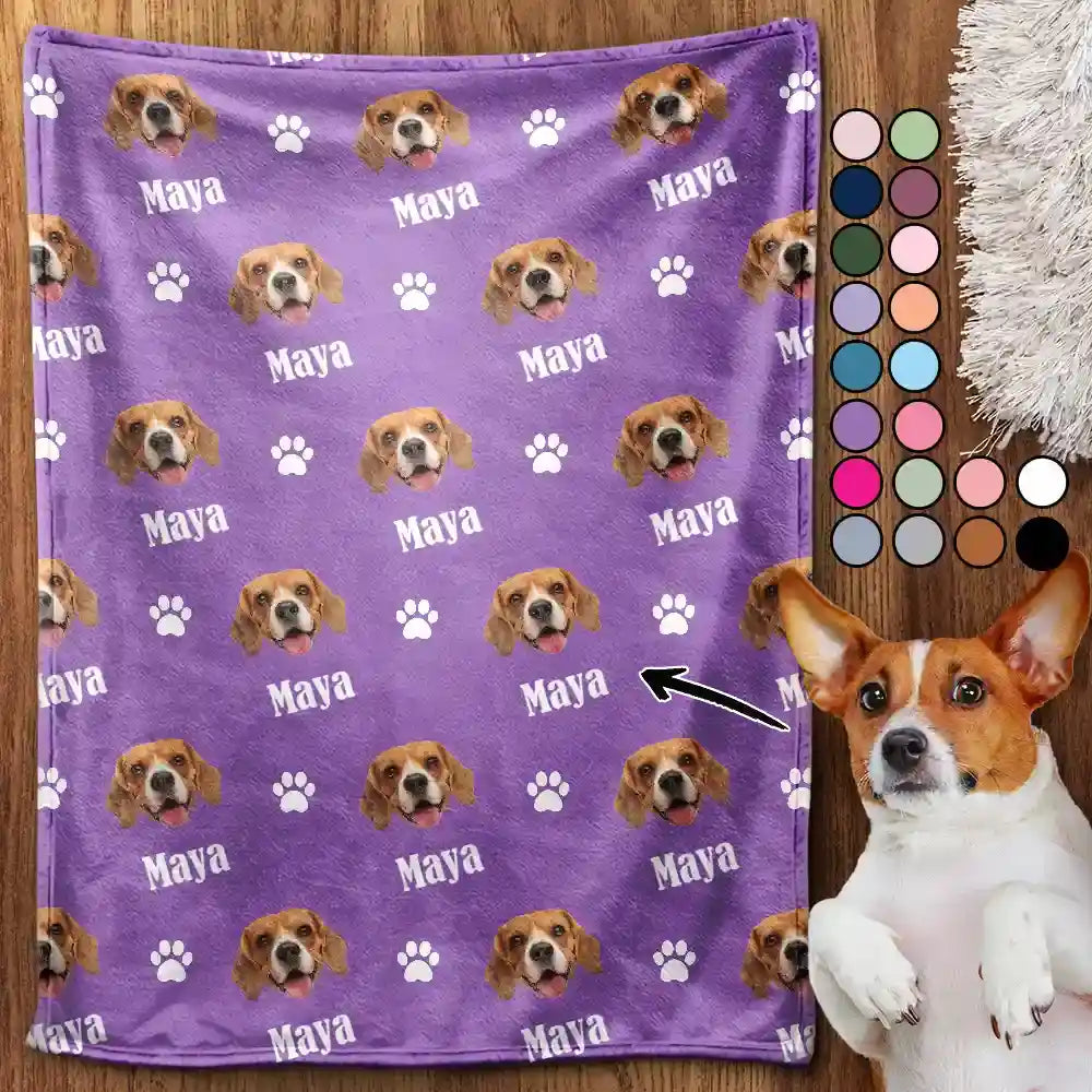 Custom Photo Pet Dog Cat Face Sidelong - Personalized Pet Blanket Pet Blanket HeartfulPaws
