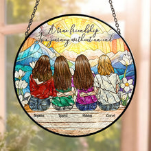 Load image into Gallery viewer, True Friendship Is A Journey Without An End - Personalized Stained Glass Window Hanging Suncatcher Stained Glass Window Hanging Suncatcher HeartfulPaws
