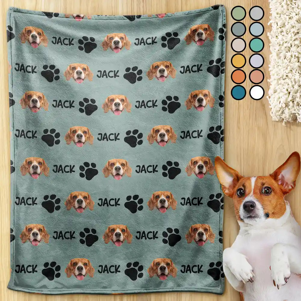 Custom Photo Pet Dog Cat Face - Personalized Pet Blanket Pet Blanket HeartfulPaws