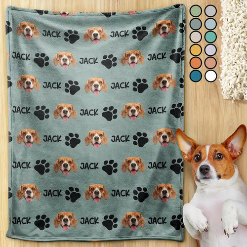 Custom Photo Pet Dog Cat Face - Personalized Pet Blanket Pet Blanket HeartfulPaws