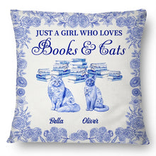 Load image into Gallery viewer, Just A Girl Who Loves Books &amp; Pets Toile De Jouy Pattern - Personalized Pillow Pillow HeartfulPaws
