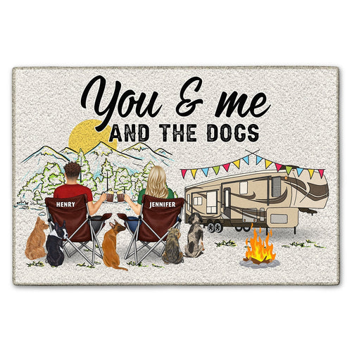 Home Is Where We Park It You And Me And The Dogs - Gift For Camping Lovers - Personalized Doormat Doormat HeartfulPaws