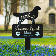 Load image into Gallery viewer, Dog Loss Forever Loved - Personalized Metal Garden Stake Printed Metal Garden Stake HeartfulPaws
