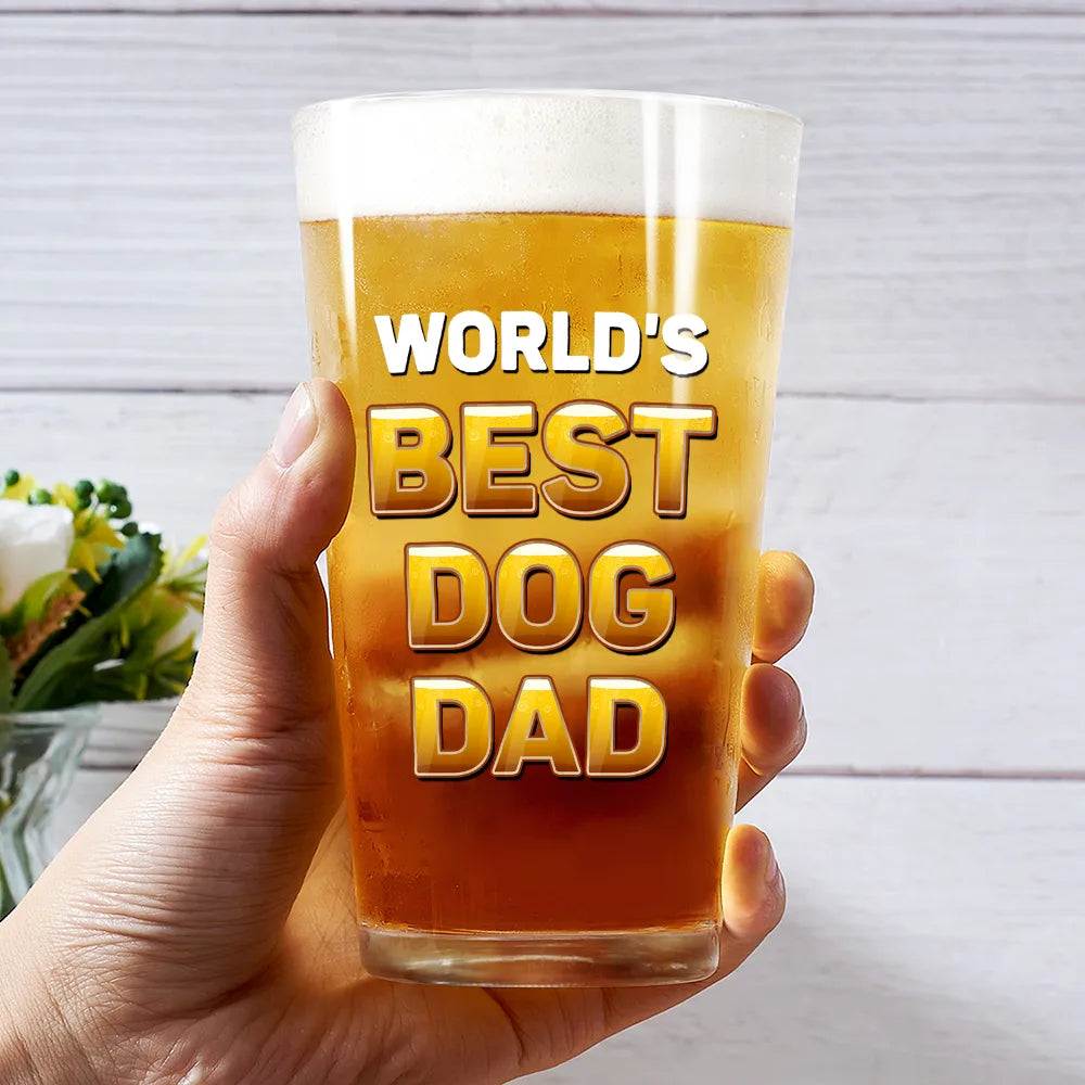 World's Best Dog Dad - Personalized Beer Glass Beer Glass HeartfulPaws