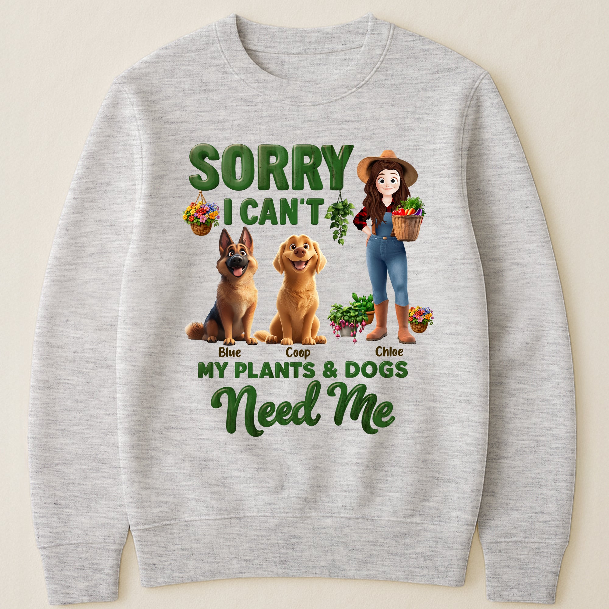 Sorry I Can't My Plants And Dogs Need Me Gardener Funny Gift - Personalized Shirt Shirt HeartfulPaws