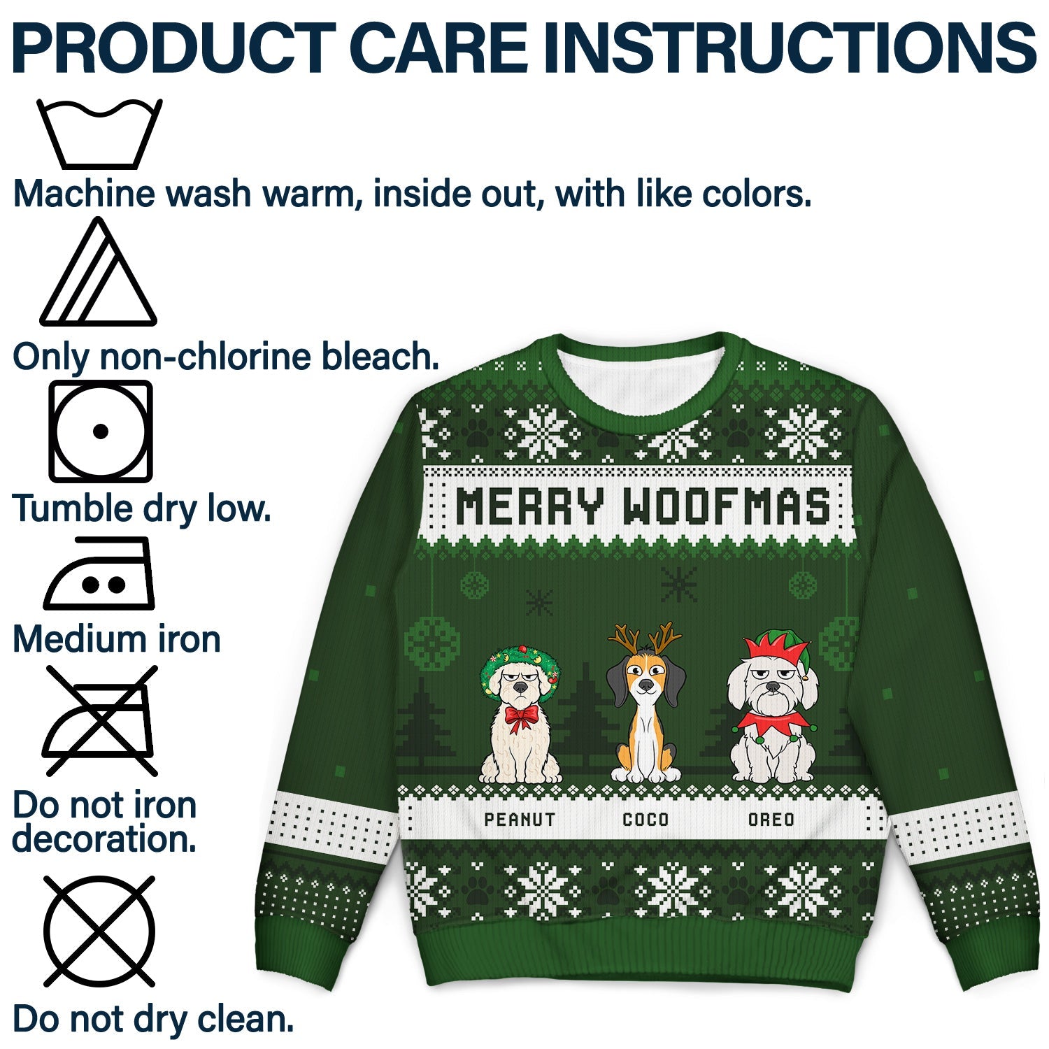 Feliz Navidog Merry Woofmas Funny Cartoon Dogs - Christmas Gift For Dog Lovers - Personalized Unisex Ugly Sweater Ugly Sweater HeartfulPaws