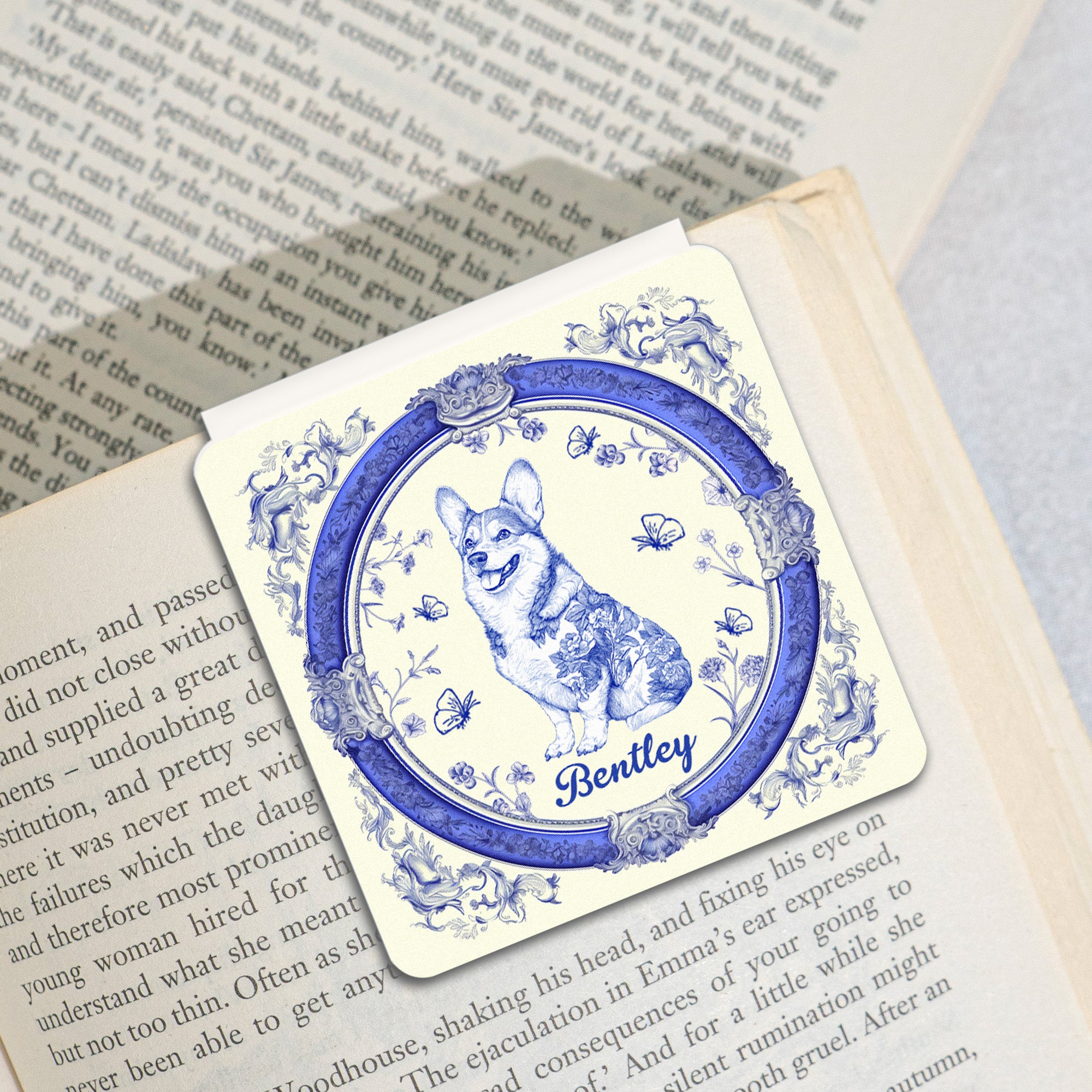 Toile De Jouy Pet Lovers Vintage Style - Personalized Magnetic Bookmark Magnetic Bookmark HeartfulPaws