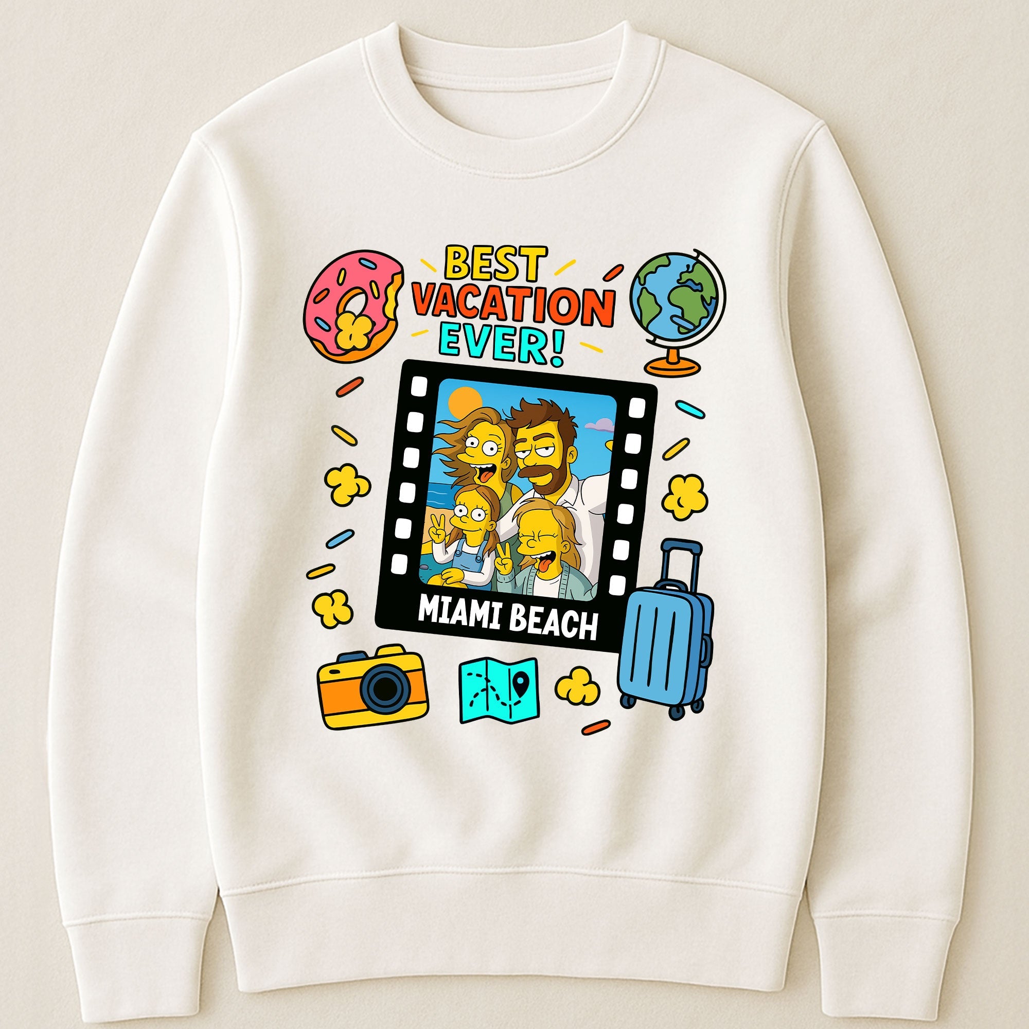 Best Vacation Ever Simpsonized Portrait - Personalized Photo Shirt Shirt HeartfulPaws